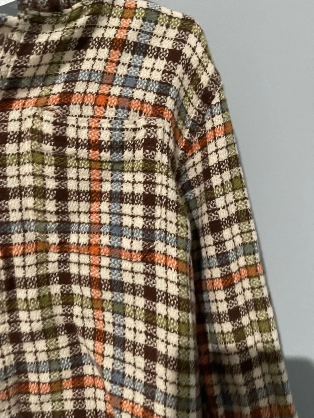 Kids Plaid Hooded Button-Up Shirt Jacket - Orange, Brown, Green | Old Navy 3T